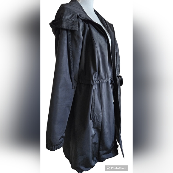 SIMPLY VERA WANG RAINCOAT WINDBREAKER SZ L BLACK - Picture 4 of 9